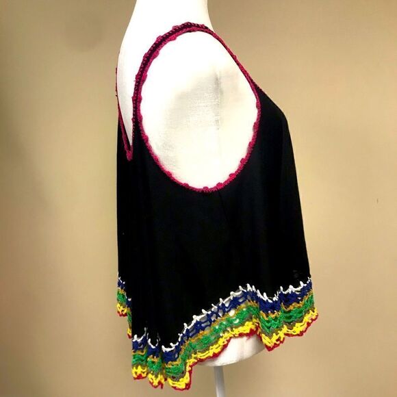 Double Zero crochet top multicolor trim Size Med - Picture 5 of 7